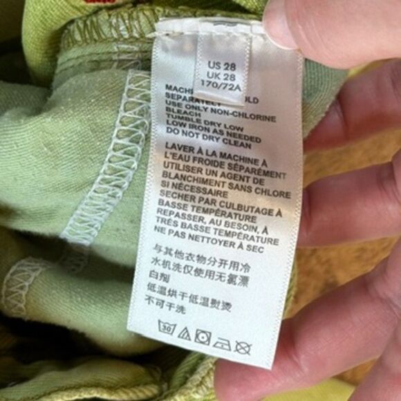 BDG Urban Outfitters Yellow Green Loose Baggy High Rise Jeans Size 38 Cotton - Picture 5 of 7